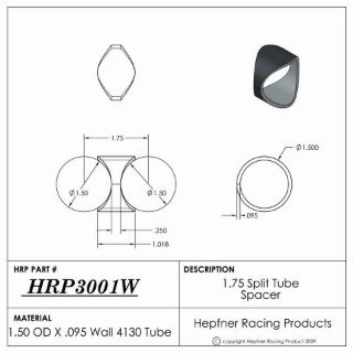 Picture of 1.75" Split Tube Spacer, 4130, 1.500" OD x 0.095", No Holes