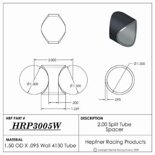 Picture of 2.00" Split Tube Spacer, 4130, 1.500" OD x 0.095", No Holes