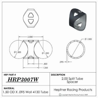 Picture of 2.00" Split Tube Spacer, 4130, 1.500" OD x 0.095", 4 Triangle Holes