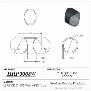 Picture of 2.00" Split Tube Spacer, 4130, 1.375" OD x 0.095", No Holes