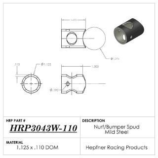 Picture of Spud, Midget Nurf & Bumper, MS, 1.125" OD x 0.110", 1.470" Length, 4 Hole