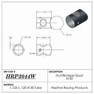 Picture of Spud, Midget Nurf & Bumper, 4130, 1.125" OD x 0.120", 1.536" Length, 4 Hole