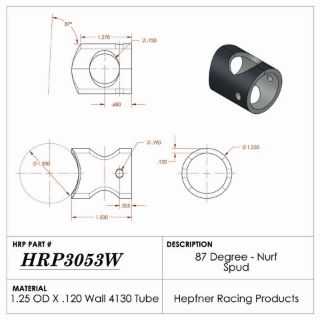 Picture of Spud, Sprint Nurf & Bumper, 87° Angle, 4130, 1.25" OD x 0.150", 4 Hole