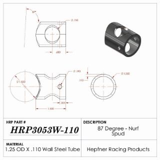 Picture of Spud, Sprint Nurf & Bumper, 87° Angle, MS, 1.25" OD x 0.150", 4 Hole