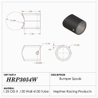 Picture of Spud, Sprint Nurf & Bumper, 4130, 1.25" OD x 0.120", 1.50" Cope, 2 Hole, 90°