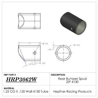 Picture of Spud, Sprint Rear Bumper, 4130, 1.25" OD x 0.120", 23°