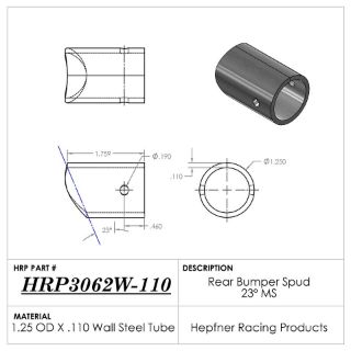 Picture of Spud, Sprint Rear Bumper, MS, 1.25" OD x 0.110", 23°