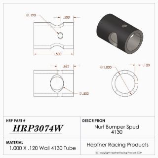 Picture of Spud, Micro Nurf & Bumper, 4130, 1.00" OD x 0.120", 1.00" Cope, Straight Cut