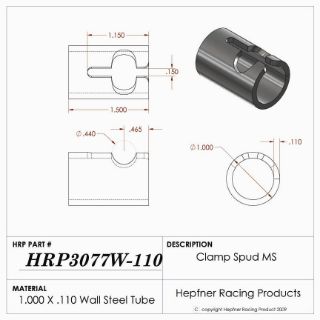 Picture of Spud, Micro Clamp Spud, MS, 1.00" OD x 0.110, Pinch Clamp Straight Cut