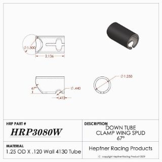 Picture of Spud, Sprint Down Tube, 4130, 1.25" OD x 0.120", 67°, 1.50" Cope