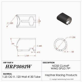 Picture of Spud, Sprint Down Tube, Pinch Bolt Style, 4130, 1.25" OD x 0.0120", 79°, 1.50" Cope