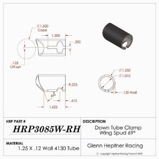 Picture of Down Tube Clamp Wing Spud 69°