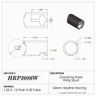 Picture of Spud, Sprint Down Tube, Pinch Bolt Style, 4130, 1.25" OD x 0.0120", 1.50" Cope