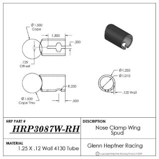 Picture of Spud, Sprint Down Tube RH, Pinch Bolt Style, 4130, 1.25" OD x 0.0120", w/ 3rd Notch