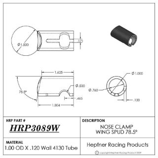 Picture of Spud, Sprint Down Tube, Pinch Bolt Style, 4130, 1.00" OD x .120", 78.5°, 1.50" Cope