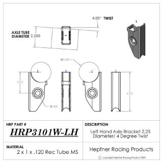 Picture of 2.25" Axle LH Bracket Lite Weight