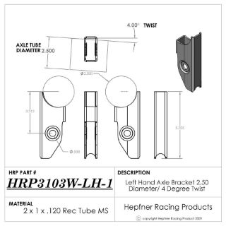 Picture of 2.50" Axle LH Bracket Lite Weight, Tall