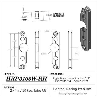 Picture of 2.25" Axle RH Bracket 8.25" Split