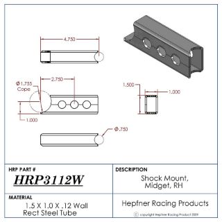 Picture of RH Midget Axle Bracket 0º