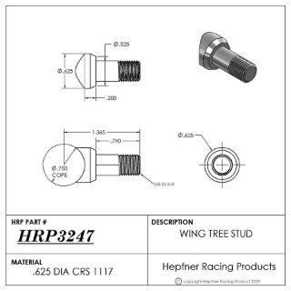 Picture of Wing Tree Stud, 0.625" OD 1018