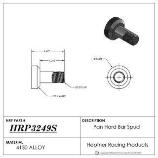 Picture of Panhard Bar Spud (No Radius), 1.00" OD, 4130