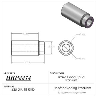 Picture of Brake Pedal Spud Titanium, 0.625" OD x 0.312" ID, 1.375" Long