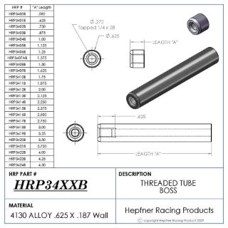 Picture of Boss 1/2" Long 5/16x24, Material 0.625 OD x 0.187, 4130