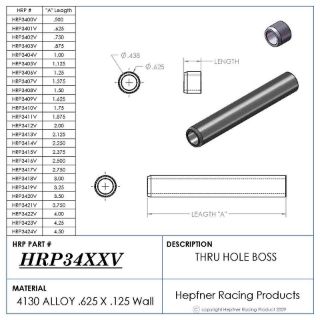 Picture of Boss 1/2" Long 7/16 ID Thru, Material 0.625 OD x 0.095, 4130