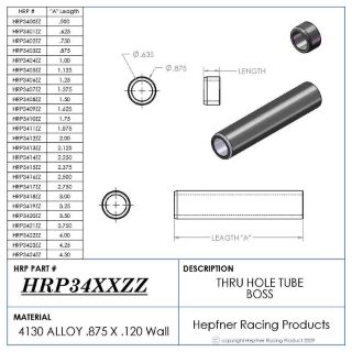 Picture of Boss 1/2" Long 5/8 ID Thru, Material 0.875 OD x 0.120, 4130