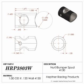 Picture of Spud, Micro Sprint Nurf & Bumper, 4130, 1.0 x 0.120" Wall 1.25" Dia Cope, 90°