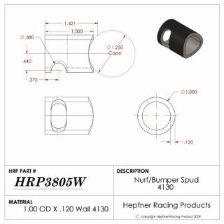 Picture of Spud, Micro Sprint Nurf & Bumper, 4130, 1.0" x 0.120" Wall 1.25" Dia Cope, 90°