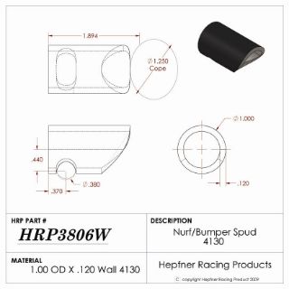 Picture of Spud, Micro Sprint Nurf & Bumper, 4130, 1.0" x 0.120" Wall 1.2"5 Dia Cope, 56°