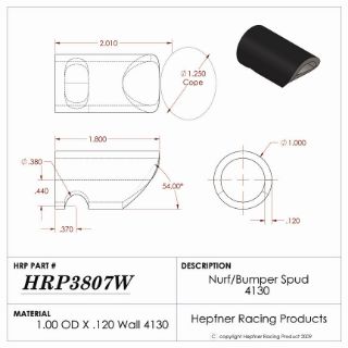 Picture of Spud, Micro Sprint Nurf & Bumper, 4130, 1.0"x 0.120" Wall 1.25" Dia Cope, 54°