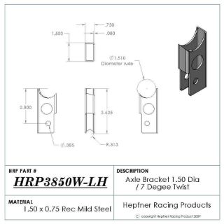 Picture of Micro Axle Bracket LH, MS, 1.50" x 0.75" Rectangle, 1.50" Tube