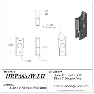 Picture of Micro Axle Bracket LH, MS, 1.50" x 0.75" Rectangle, 1.25" Tube