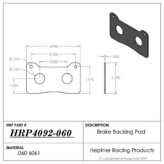 Picture of Brake Backing Pad, Wilwood NDL Caliper 0.060 Aluminum