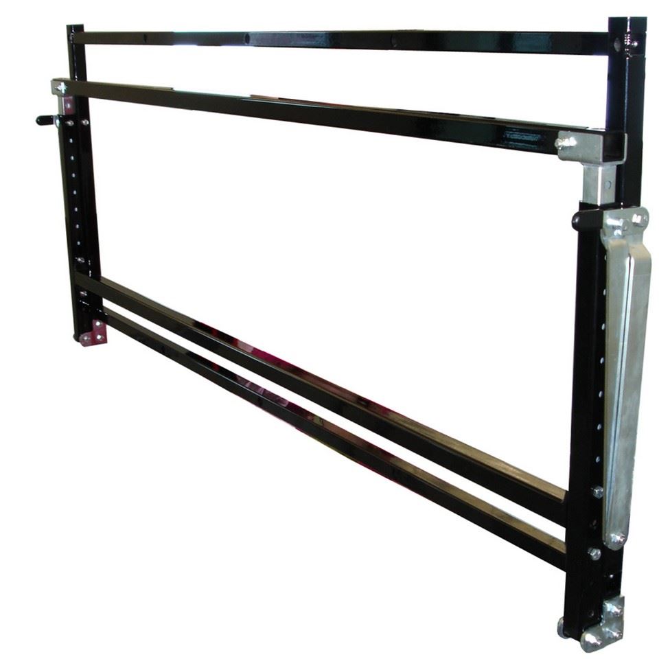 Tire Rack, Custom Length, Wall Mount, Adjustable, Folds Closed, Black