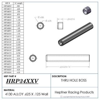 Picture of Boss 1 1/4" Long 7/16 ID Thru, Material 0.625 OD x 0.095, 4130