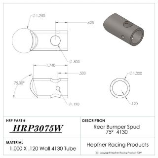 Picture of Spud, Micro Rear Bumper, 4130, 1.00" OD x 0.120", 1.25" Cope, 75°