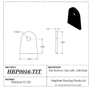 Picture of Tab, Titanium, 0.120" Thick x 0.258" Hole x 1.200" Flat Bottom